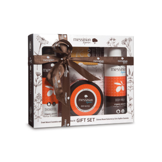 GIFT SET ORANGE & LAVENDER: ΑΦΡΟΛΟΥΤΡΟ 300ML + ΓΑΛΑΚΤΩΜΑ ΣΩΜΑΤΟΣ 300ML + ΒΟΥΤΥΡΟ ΣΩΜΑΤΟΣ 250ML