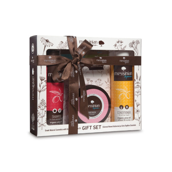 GIFT SET HAIR CARE: ΣΑΜΠΟΥΑΝ ΓΙΑ ΒΑΜΜΕΝΑ & ΤΑΛΑΙΠΩΡΗΜΕΝΑ ΜΑΛΛΙΑ ΡΟΔΙ & ΣΤΑΦΥΛΙ 300ML + ΜΑΛΑΚΤΙΚΗ ΚΡΕΜΑ ΣΙΤΑΡΙ & ΜΕΛΙ 300ML + ΜΑΣΚΑ ΜΑΛΛΙΩΝ ΡΟΔΙ & ΔΑΦΝΕΛΑΙΟ 250ML