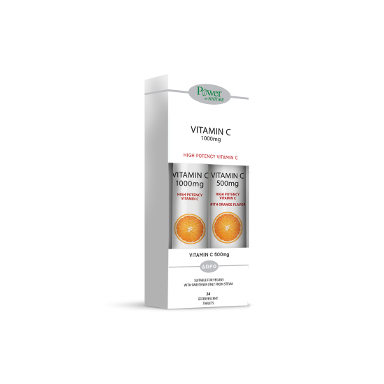 VITAMIN C 1000MG ΣΤΕΒΙΑ 24 EFFERV TABS + VITAMIN C 500MG 20 EFFERV TABS ΔΩΡΟ