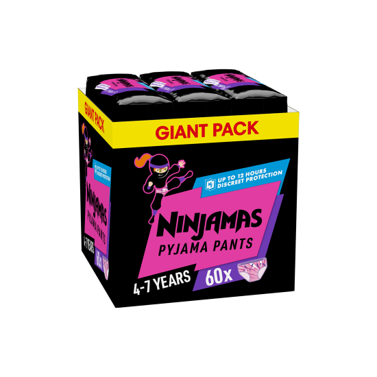 NINJAMAS 4-7Y GIRL 17-30KG 60ΤEM MONTHLY PACK